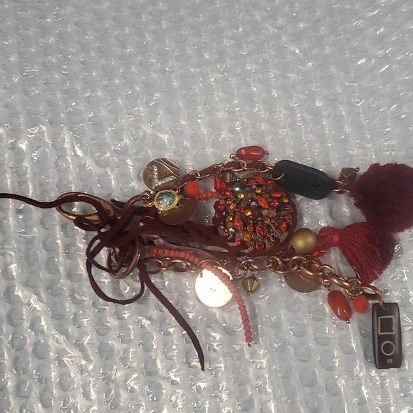 PURPLE Italy Morano/ Glass Bead & Tassel ❤ keychain PURSE CHARM Leopard Red Bug - Picture 8 of 9